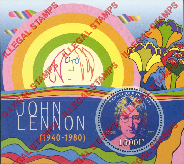 Mali 2013 John Lennon Illegal Stamp Souvenir Sheet of 1