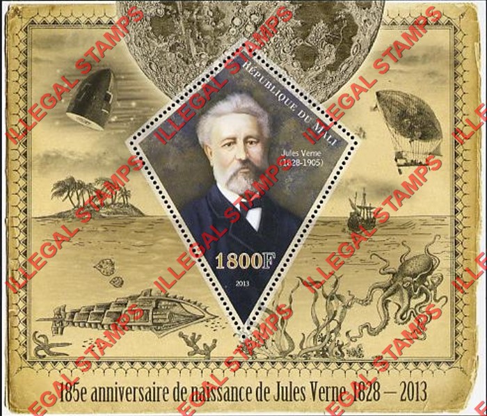Mali 2013 Jules Verne Illegal Stamp Souvenir Sheet of 1