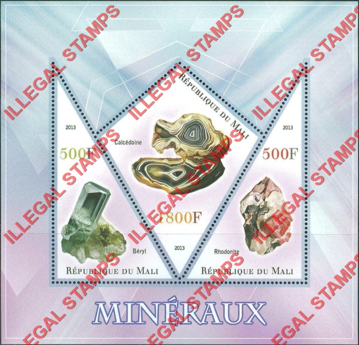 Mali 2013 Minerals Illegal Stamp Souvenir Sheet of 3
