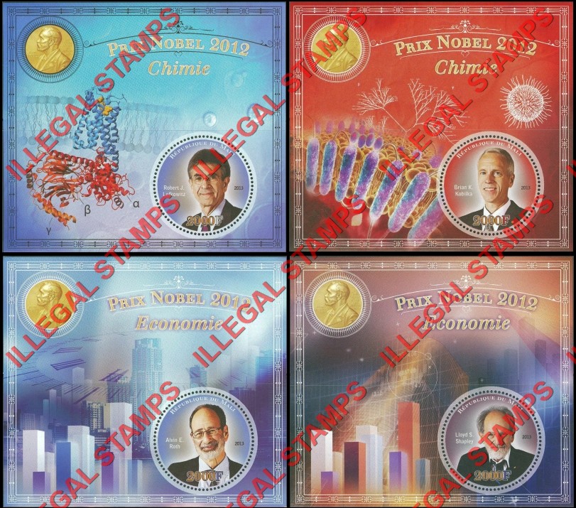 Mali 2013 Nobel Prize Winners Illegal Stamp Souvenir Sheets of 1 (Part 1)