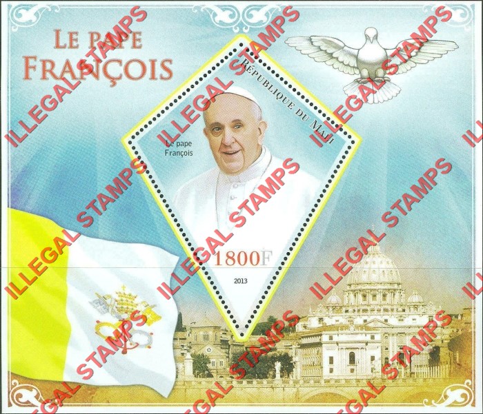 Mali 2013 Pope Francis Illegal Stamp Souvenir Sheet of 1
