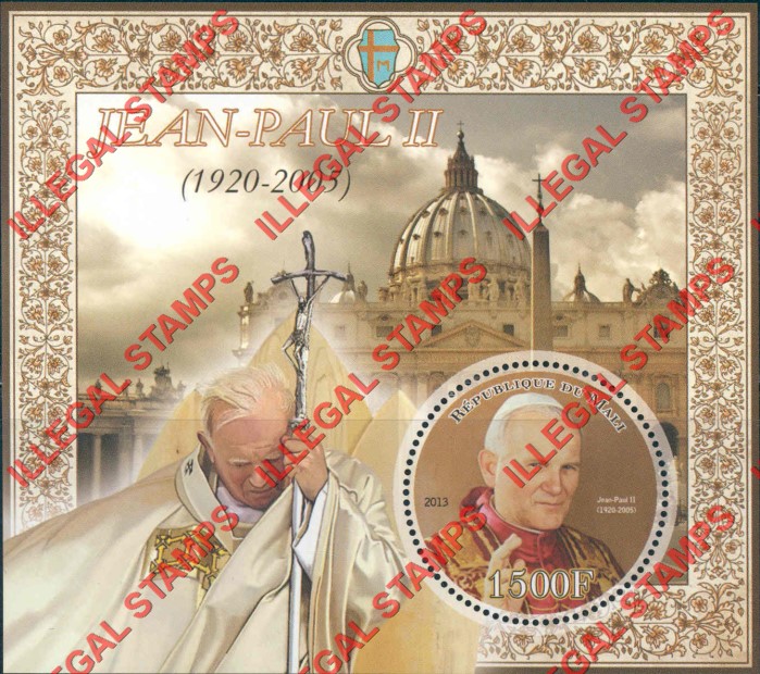 Mali 2013 Pope John Paul II Illegal Stamp Souvenir Sheet of 1