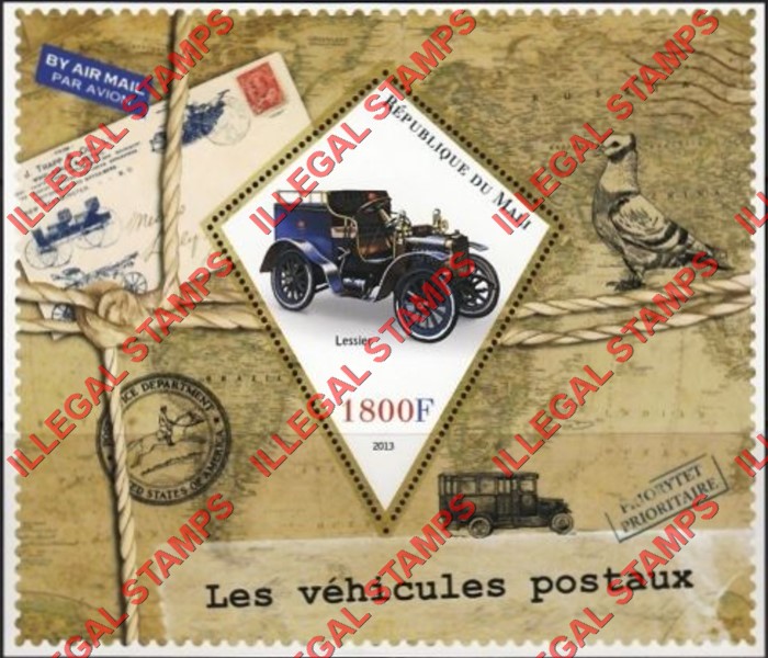 Mali 2013 Postal Vehicles Illegal Stamp Souvenir Sheet of 1