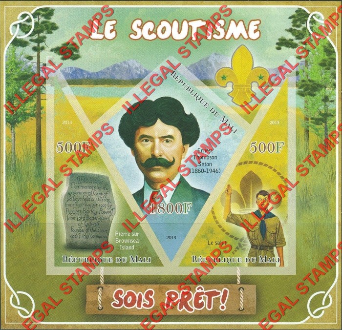 Mali 2013 Scouts Scoutism Illegal Stamp Souvenir Sheet of 3