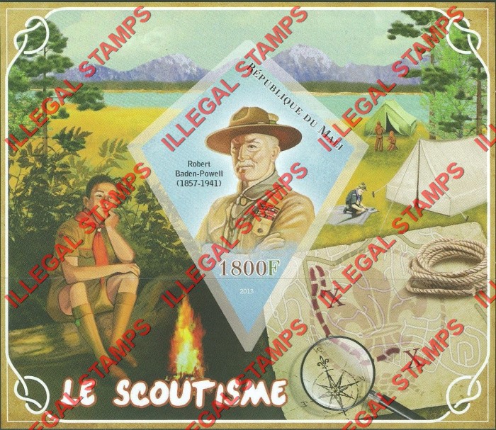 Mali 2013 Scouts Scoutism Illegal Stamp Souvenir Sheet of 1