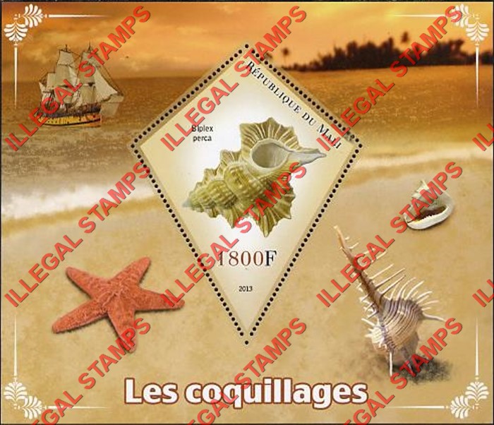 Mali 2013 Shells Illegal Stamp Souvenir Sheet of 1