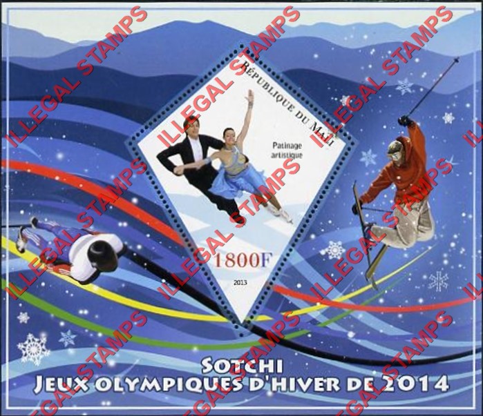 Mali 2013 Sotchi Olympics Illegal Stamp Souvenir Sheet of 1