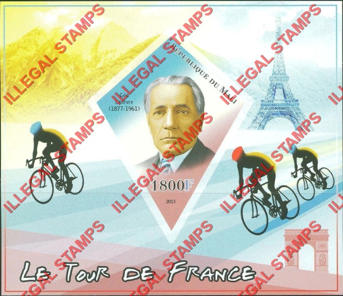 Mali 2013 Tour de France Cycling Illegal Stamp Souvenir Sheet of 1