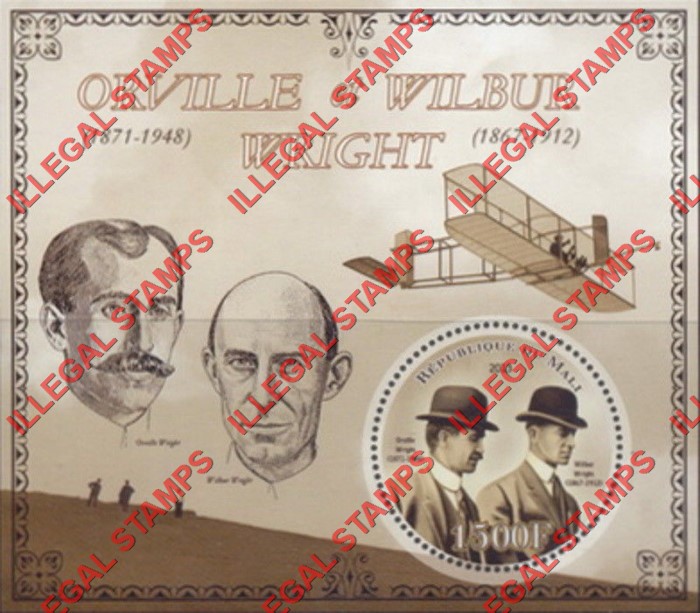 Mali 2013 Wright Brothers Illegal Stamp Souvenir Sheet of 1