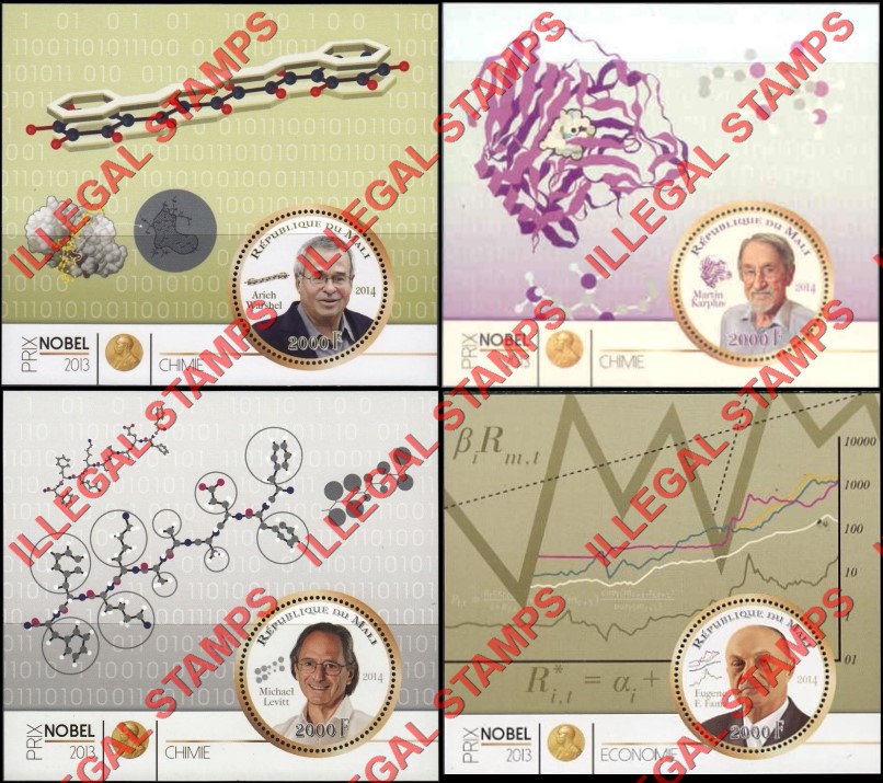Mali 2014 Nobel Prize Illegal Stamp Souvenir Sheets of 1 (Part 1)