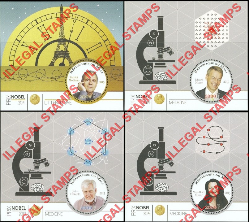 Mali 2015 Nobel Prize Illegal Stamp Souvenir Sheets of 1 (Part 2)