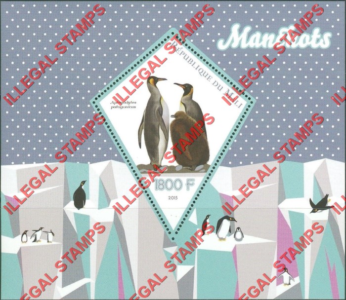 Mali 2015 Penguins Illegal Stamp Souvenir Sheet of 1