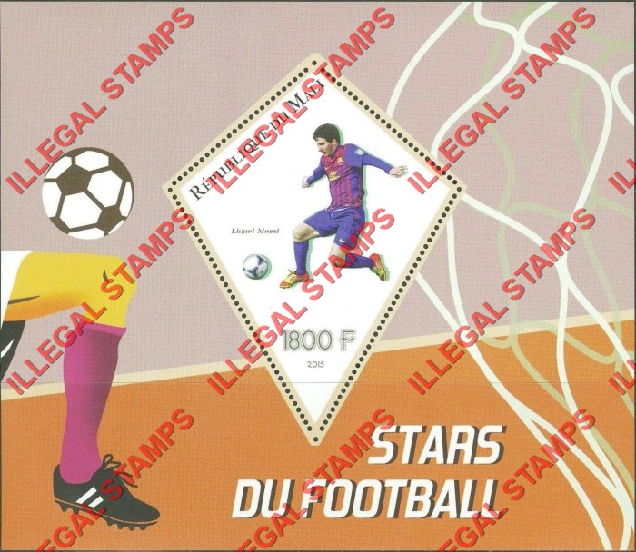 Mali 2015 Soccer Stars Illegal Stamp Souvenir Sheet of 1