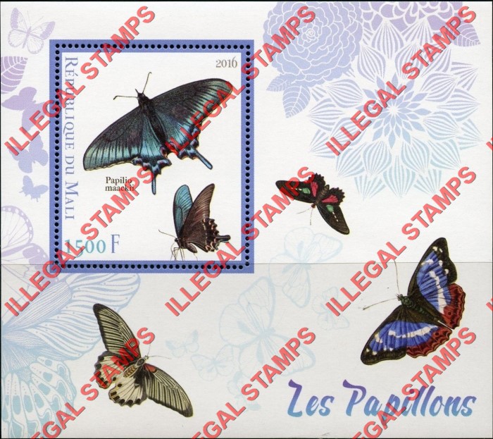 Mali 2016 Butterflies Illegal Stamp Souvenir Sheet of 1