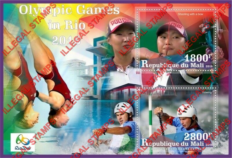 Mali 2016 Olympic Games in Rio Illegal Stamp Souvenir Sheet of 2