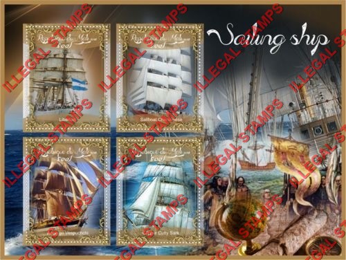 Mali 2016 Sailing Ships Illegal Stamp Souvenir Sheet of 4