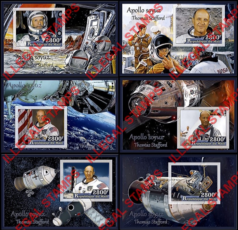 Mali 2017 Apollo Soyuz Thomas Stafford Illegal Stamp Souvenir Sheets of 1