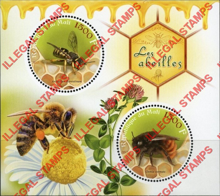 Mali 2017 Bees Illegal Stamp Souvenir Sheet of 2