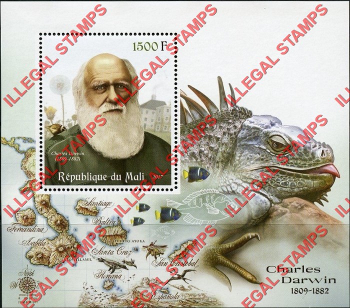 Mali 2017 Charles Darwin Illegal Stamp Souvenir Sheet of 1