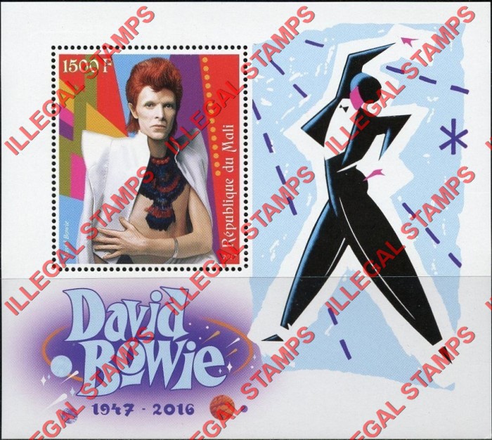 Mali 2017 David Bowie Illegal Stamp Souvenir Sheet of 1