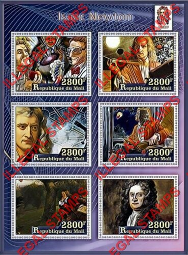 Mali 2017 Isaac Newton Illegal Stamp Souvenir Sheet of 6