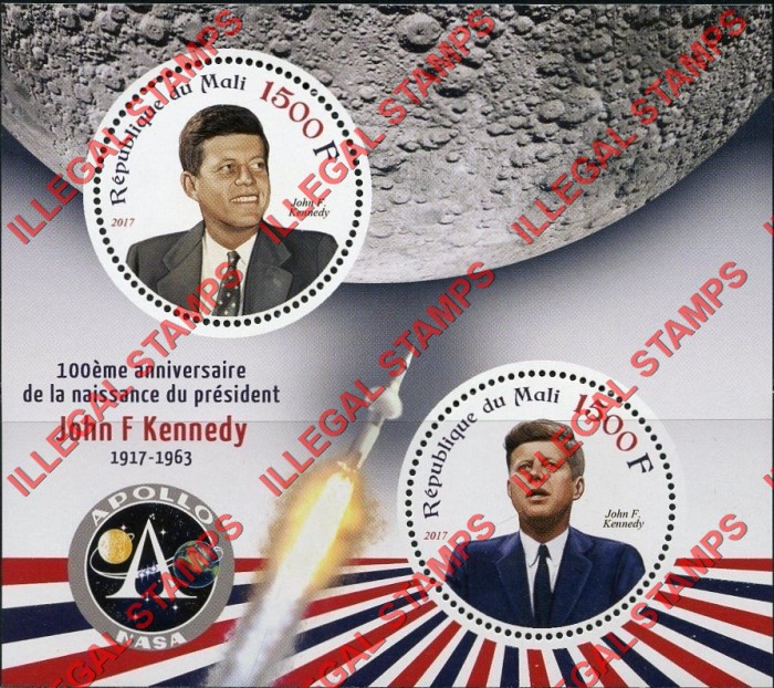Mali 2017 John F. Kennedy Illegal Stamp Souvenir Sheet of 2