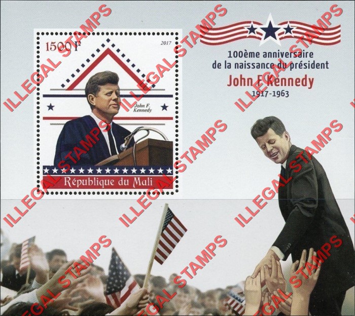 Mali 2017 John F. Kennedy Illegal Stamp Souvenir Sheet of 1