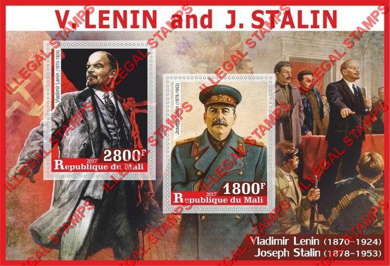 Mali 2017 Lenin and Stalin Illegal Stamp Souvenir Sheet of 2