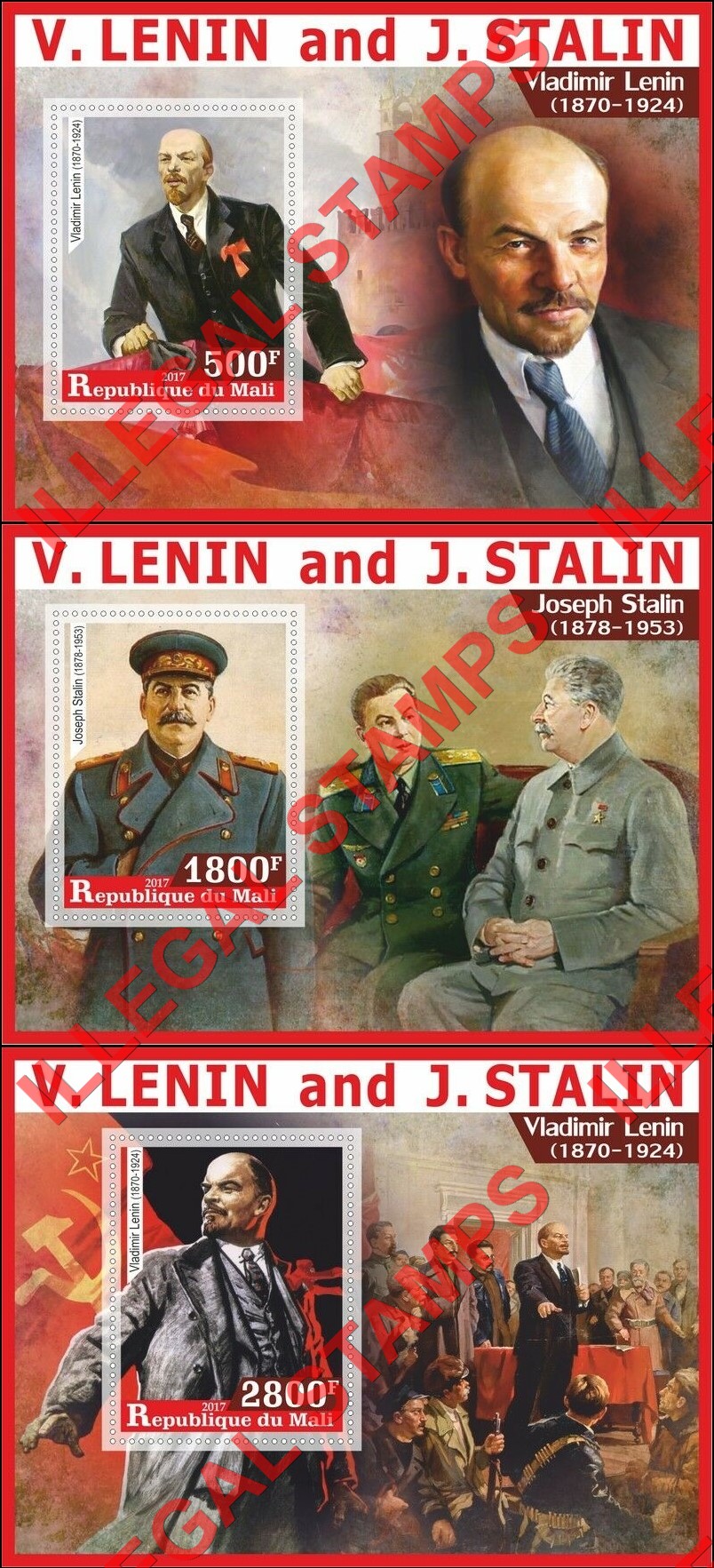 Mali 2017 Lenin and Stalin Illegal Stamp Souvenir Sheets of 1 (Part 2)