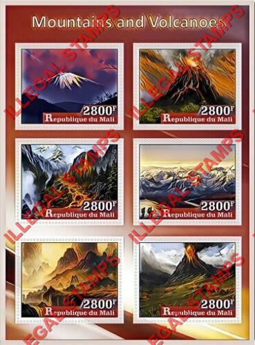 Mali 2017 Mountains and Volcanoes Illegal Stamp Souvenir Sheet of 6