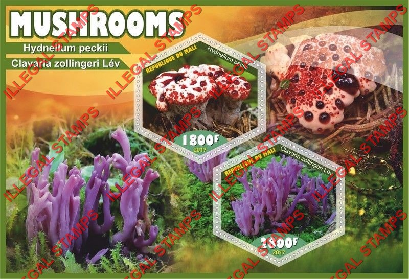 Mali 2017 Mushrooms Illegal Stamp Souvenir Sheet of 2