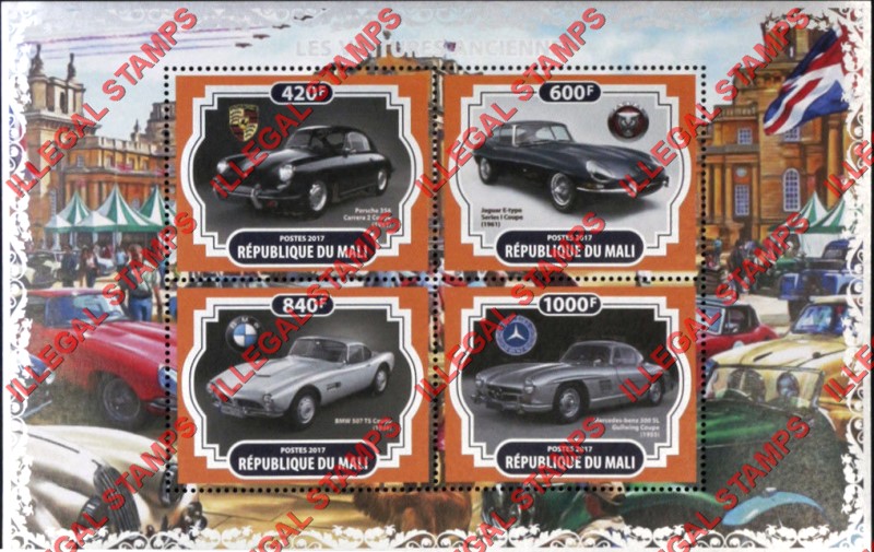 Mali 2017 Old Cars Illegal Stamp Souvenir Sheet of 4