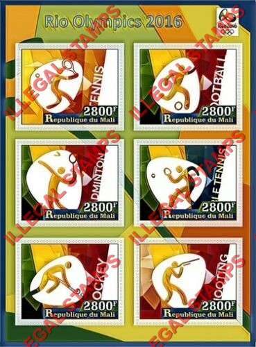 Mali 2017 Olympics in Rio 2016 Illegal Stamp Souvenir Sheet of 6