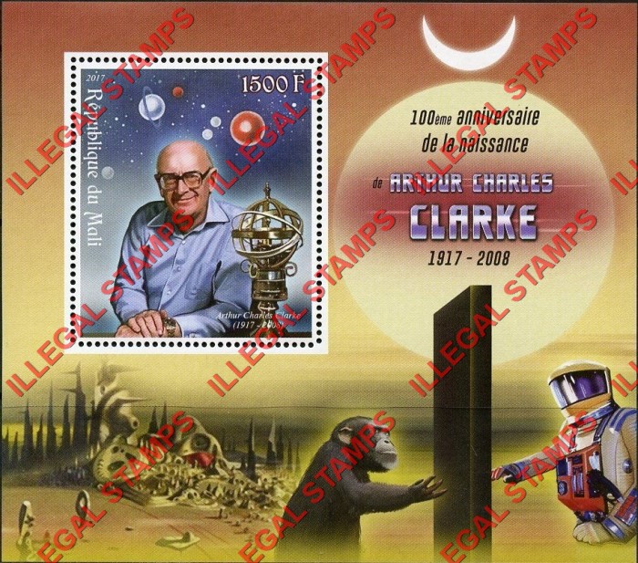 Mali 2017 Space Arthur C. Clarke Illegal Stamp Souvenir Sheet of 1