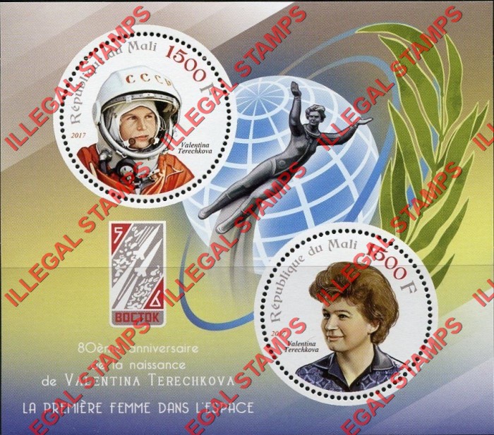 Mali 2017 Space Valentina Terechkova Illegal Stamp Souvenir Sheet of 2