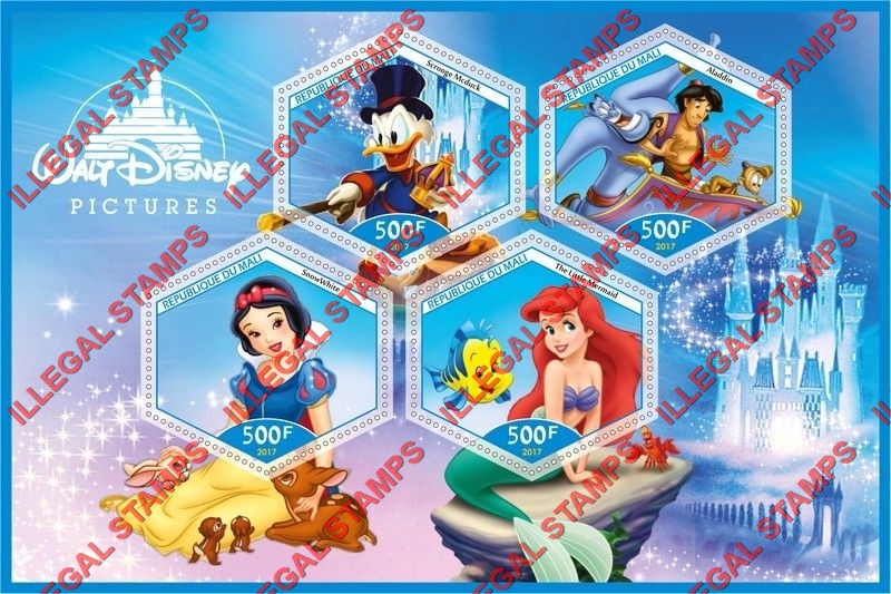 Mali 2017 Walt Disney Pictures Illegal Stamp Souvenir Sheet of 4