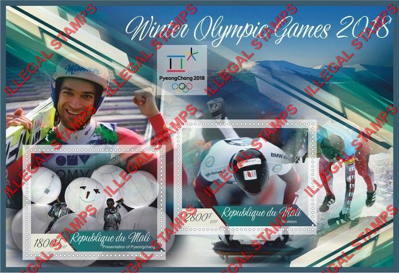 Mali 2017 Winter Olympic Games Illegal Stamp Souvenir Sheet of 2