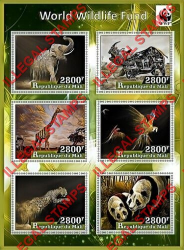 Mali 2017 World Wildlife Fund (WWF) Illegal Stamp Souvenir Sheet of 6