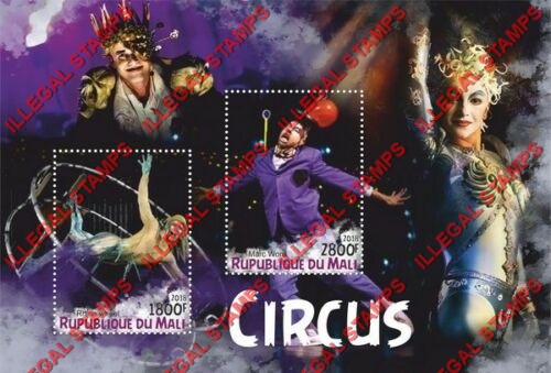 Mali 2018 Circus Illegal Stamp Souvenir Sheet of 2