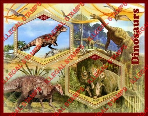 Mali 2018 Dinosaurs Illegal Stamp Souvenir Sheet of 2