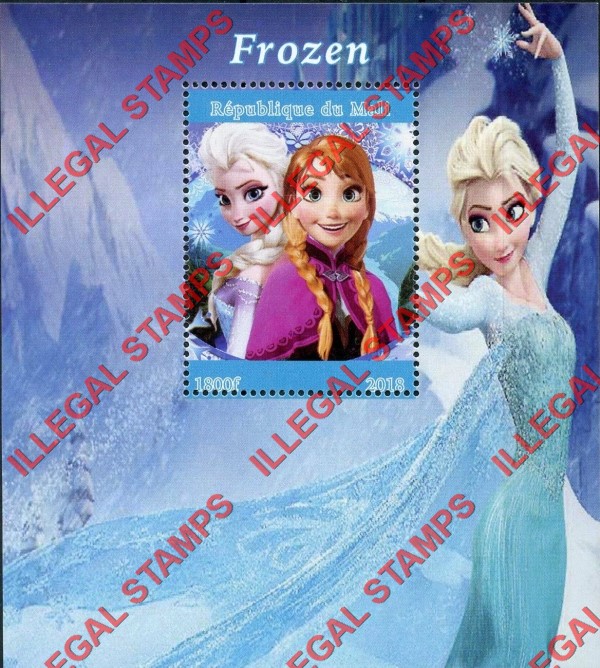 Mali 2018 Disney Frozen Illegal Stamp Souvenir Sheet of 1