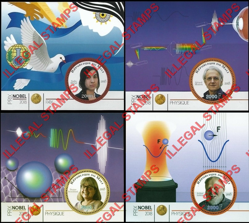 Mali 2018 Nobel Prize Illegal Stamp Souvenir Sheets of 1 (Part 2)