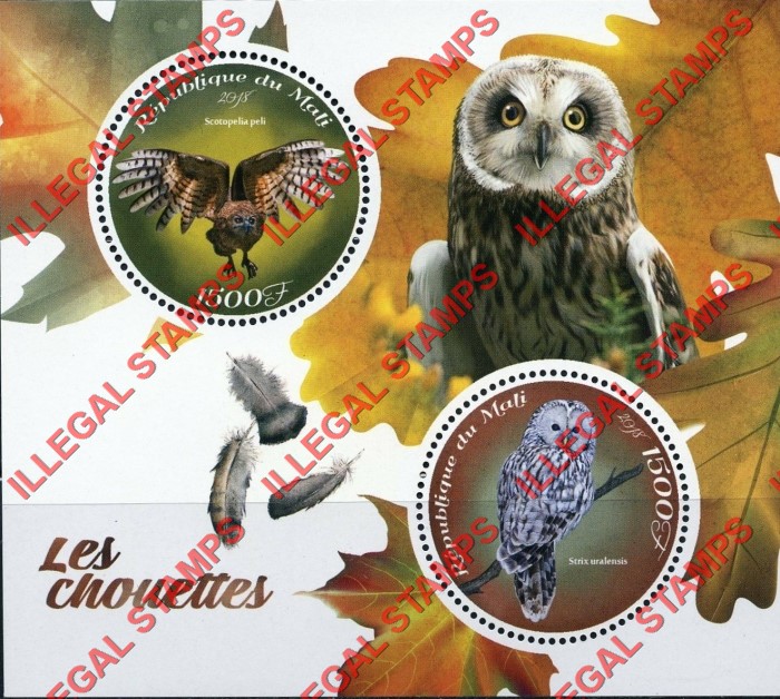 Mali 2018 Owls Illegal Stamp Souvenir Sheet of 2