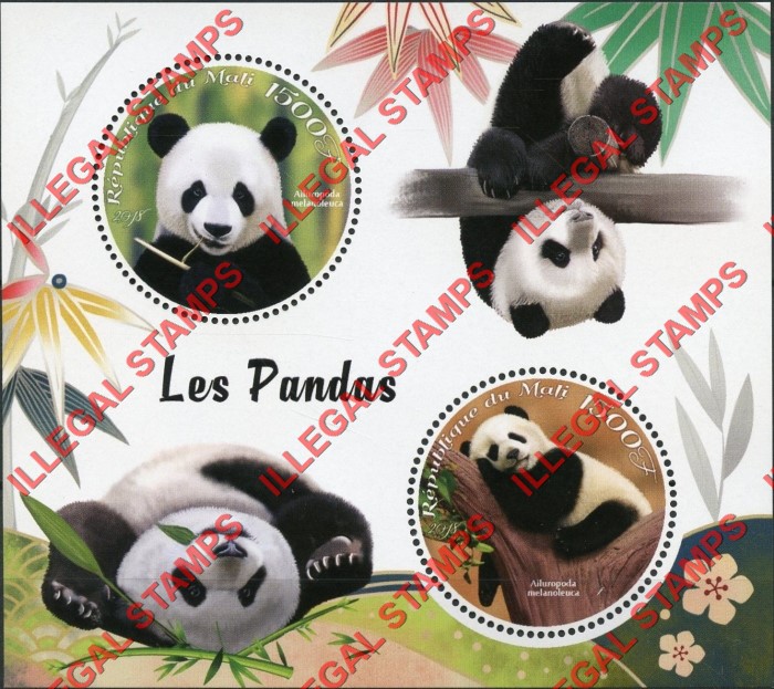 Mali 2018 Pandas Illegal Stamp Souvenir Sheet of 2