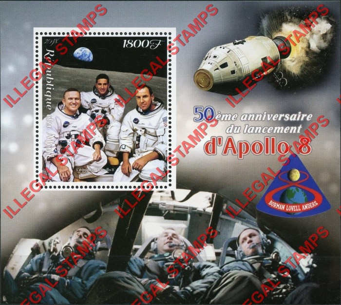 Mali 2018 Space Apollo 8 Illegal Stamp Souvenir Sheet of 1