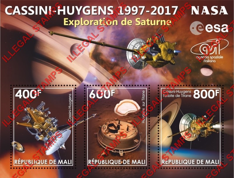 Mali 2018 Space Saturn Exploration Illegal Stamp Souvenir Sheet of 3 with no Date