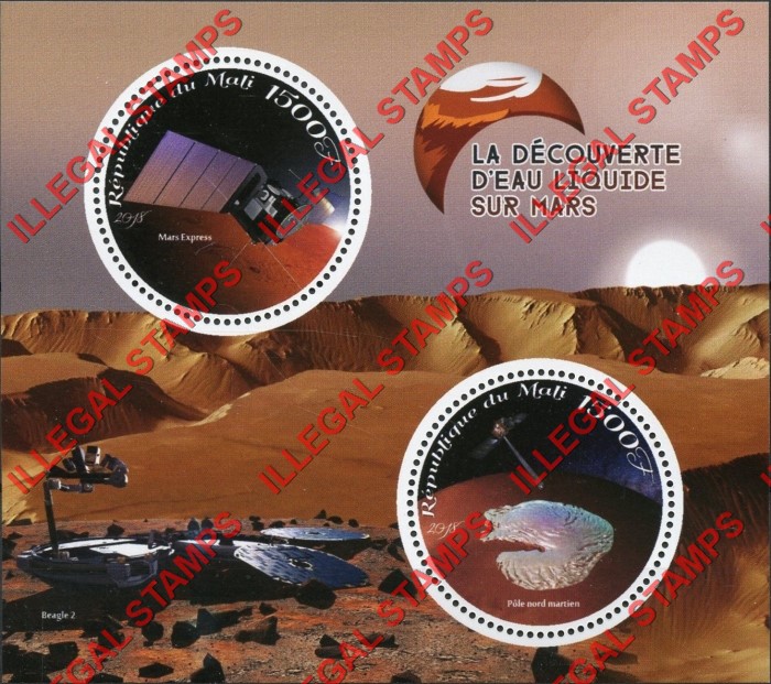 Mali 2018 Space Water on Mars Illegal Stamp Souvenir Sheet of 2