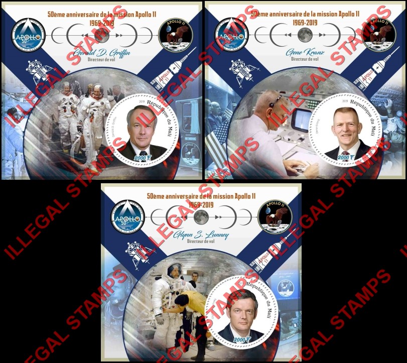 Mali 2019 Apollo 11 Illegal Stamp Souvenir Sheets of 1 (Part 2)
