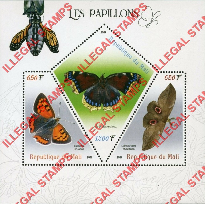 Mali 2019 Butterflies Illegal Stamp Souvenir Sheet of 3