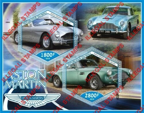 Mali 2019 Cars Aston Martin Illegal Stamp Souvenir Sheet of 2